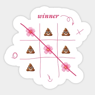 tic-tac-toe play | emoji flowers and poop Sticker